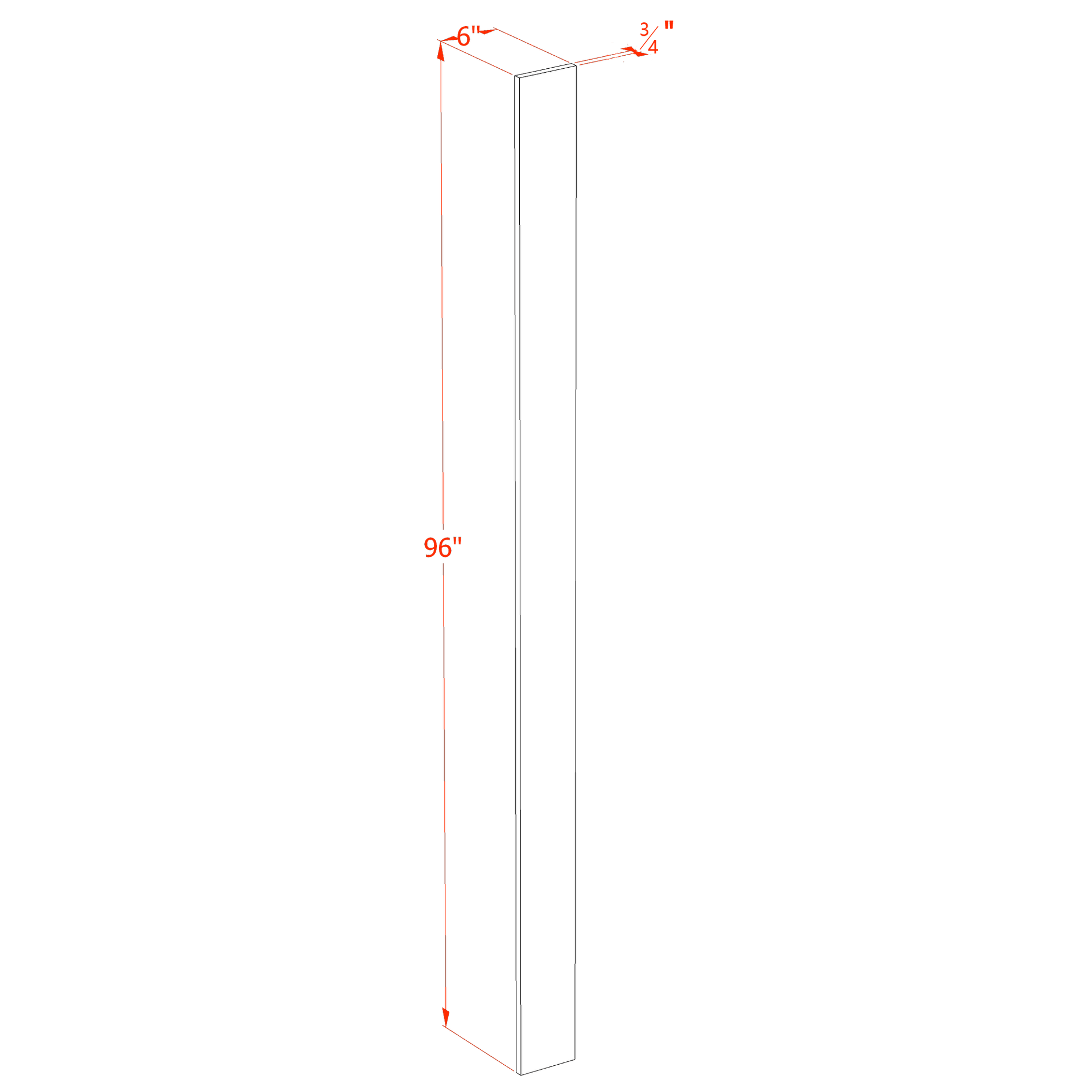 WF696-SB:  Shaker Blue 06"W x 96"H Wall Cabinet Filler