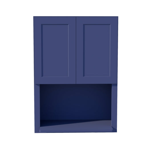 WM3042-SB:  Shaker Blue 30"W x 42"H 2 Door & 1 Shelf Wall Built-in Microwave Cabinets