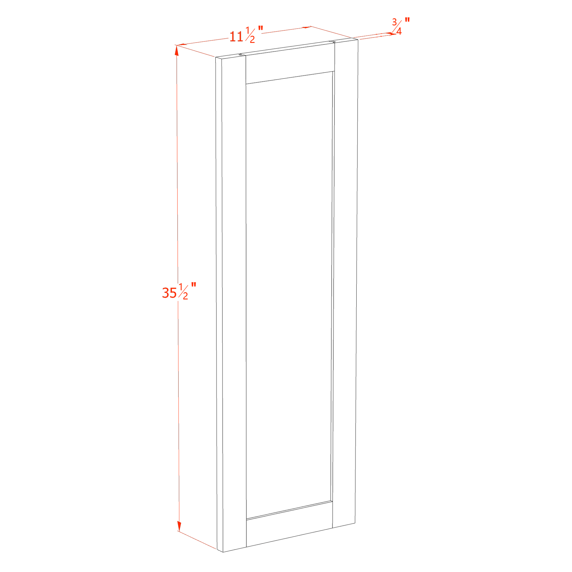 WP-W36-SB:  Shaker Blue 36" - 11-1/2"W x 35-1/2"H x 3/4"D Wainscot Panel Wall