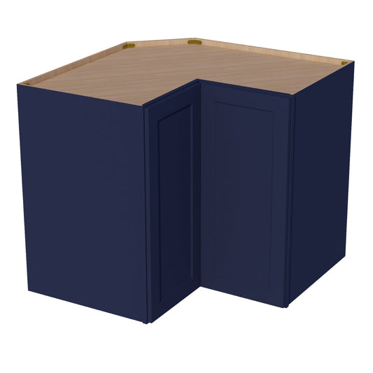 WPC2436-SB:  Shaker Blue 24"W x 36"H 1 Door & 2 Shelves Pie Cut Wall Corner Cabinet