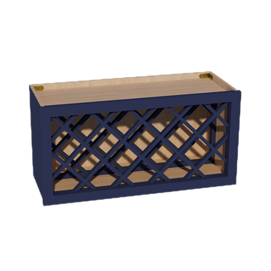WR3015-SB:  Shaker Blue 30"W x 15"H x 12"D Wall Wine Rack Incl. Shelf