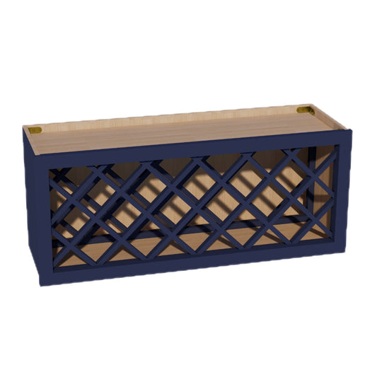 WR3615-SB:  Shaker Blue 36"W x 15"H x 12"D Wall Wine Rack Incl. Shelf