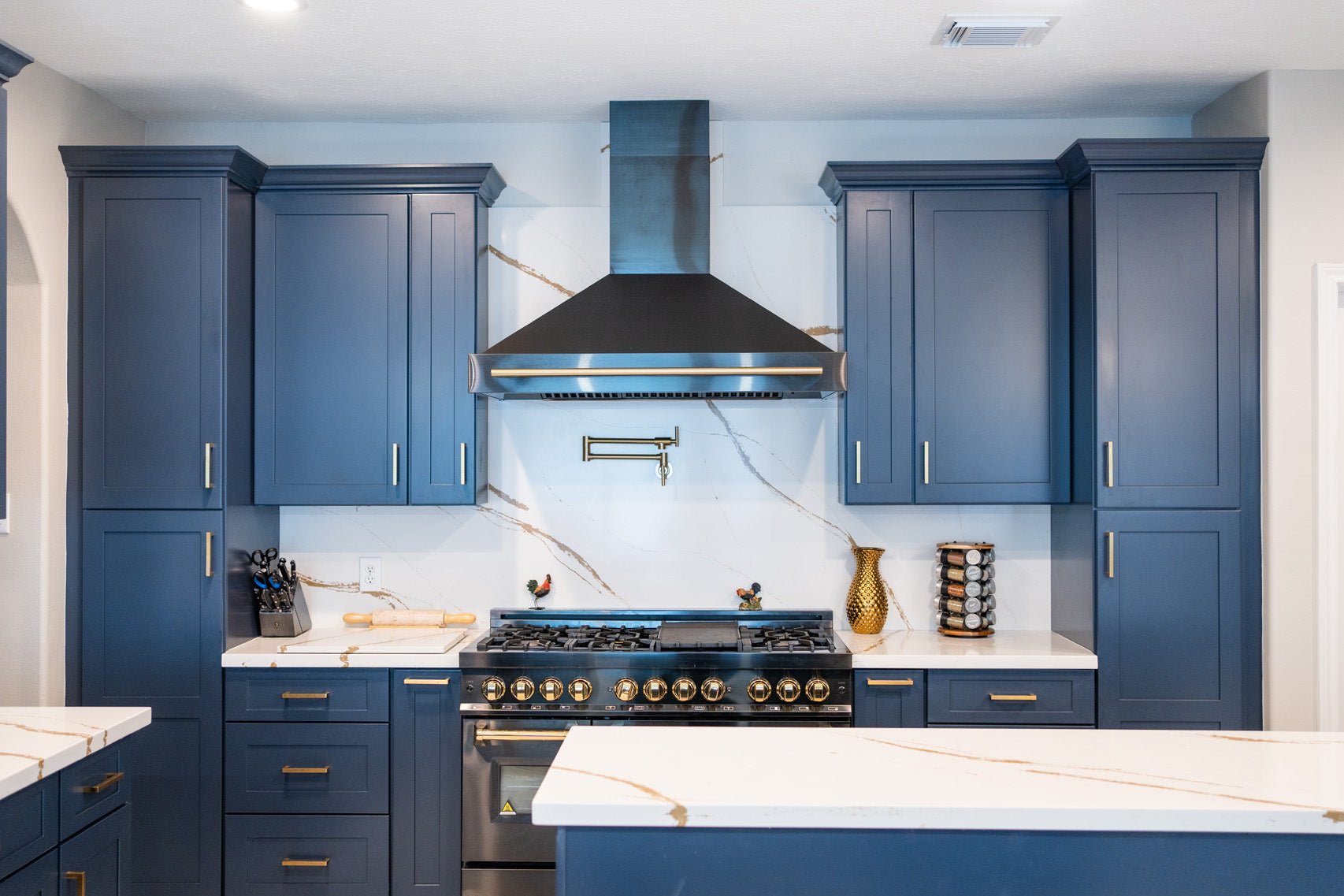 WRH3648-SB Wood Wall Mounted Range Hood - Shaker Style - Blue 36