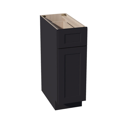 B12-SBK:  Shaker Black 12" 1 Drawer 1 Door Standard Base Cabinet