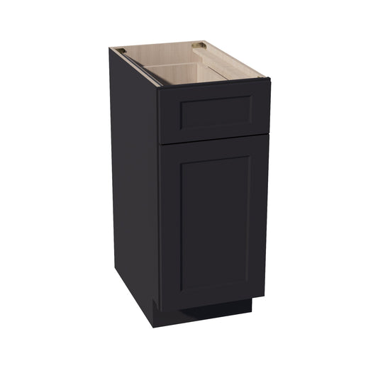 B15-SBK:  Shaker Black 15" 1 Drawer 1 Door Standard Base Cabinet