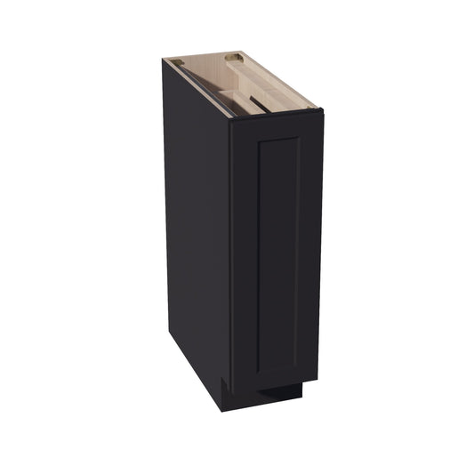 BF09-PO-SBK  Base cabinet Full Door Pull Out Spice Rack - Shaker Style - Black   09"W x 34-1/2"H x 24"D