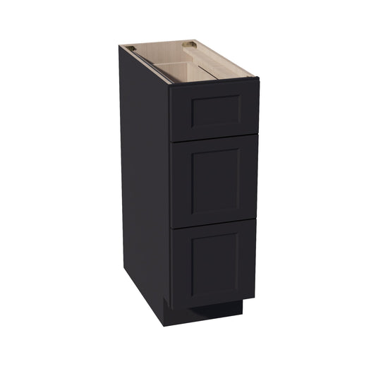 DB12-SBK  Base Cabinet 3 Drawers - Shaker Style - Black   12"W x 34-1/2"H x 24"D