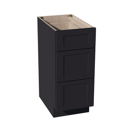 DB15-SBK  Base Cabinet 3 Drawers - Shaker Style - Black   15"W x 34-1/2"H x 24"D