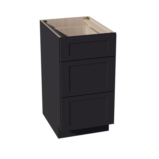 DB18-SBK  Base Cabinet 3 Drawers - Shaker Style - Black   18"W x 34-1/2"H x 24"D
