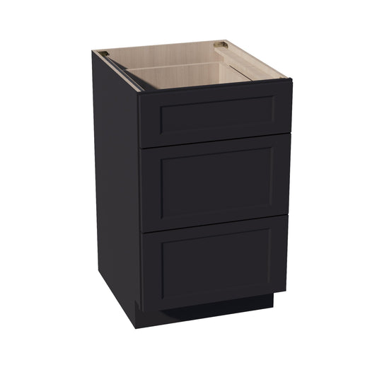 DB21-SBK  Base Cabinet 3 Drawers - Shaker Style - Black   21"W x 34-1/2"H x 24"D