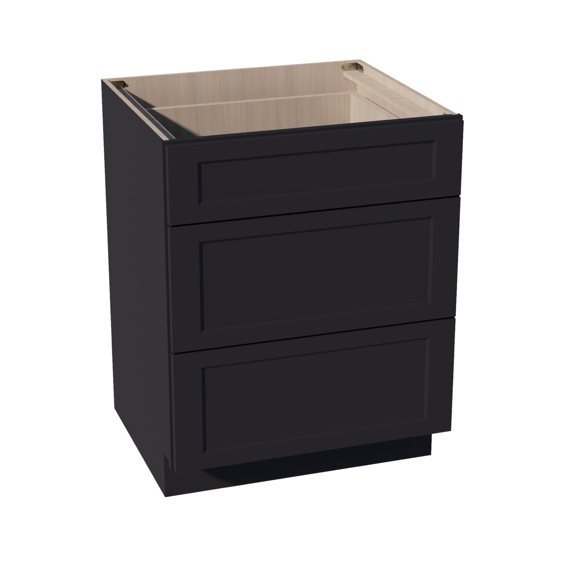 DB27-SBK  Base Cabinet 3 Drawers - Shaker Style - Black   27"W x 34-1/2"H x 24"D