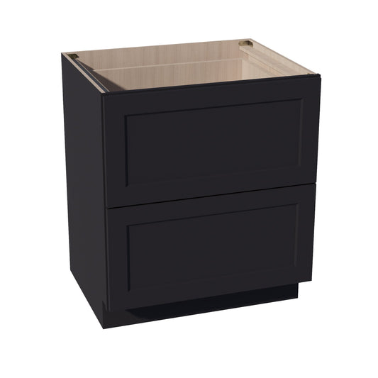 DB30-2-SBK  Base Cabinet 3 Drawers - Shaker Style - Black   30"W x 34-1/2"H x 24"D