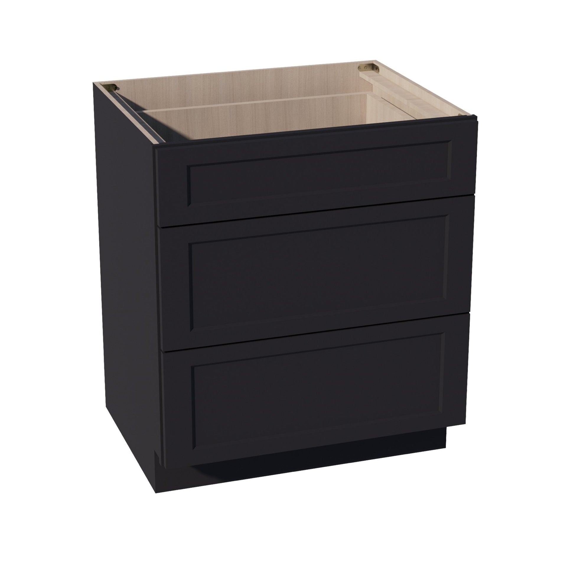 DB30-SBK  Base Cabinet 3 Drawers - Shaker Style - Black   30"W x 34-1/2"H x 24"D