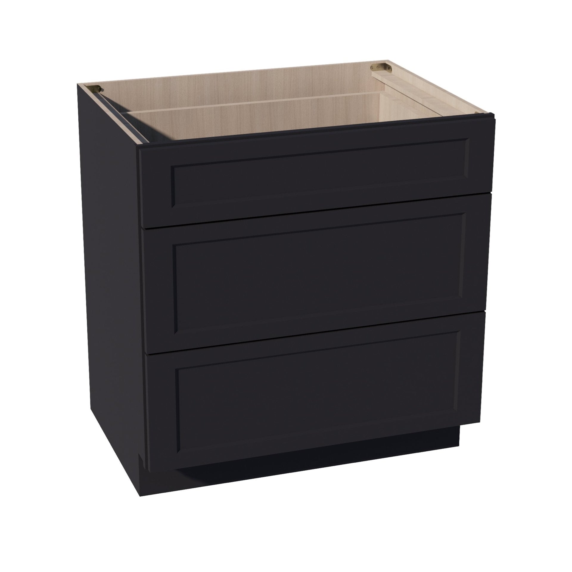 DB33-SBK  Base Cabinet 3 Drawers - Shaker Style - Black   33"W x 34-1/2"H x 24"D