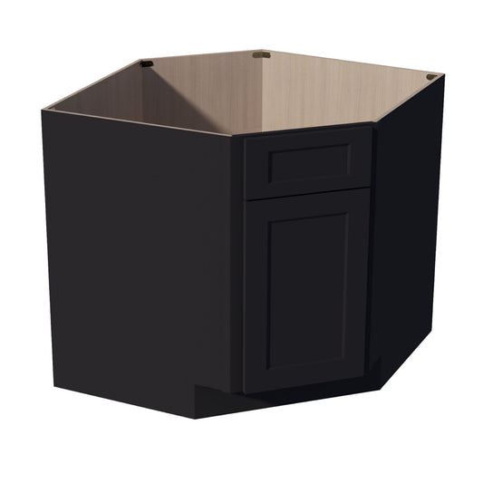 DSB36-SBK  Base Cabinet 1 Door 1 False Drawer Corner Sink - Shaker Style - Black   18"W x 34-1/2"H x 24"D