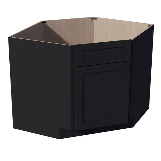 DSB42-SBK  Base Cabinet 1 Door 1 False Drawer Corner Sink - Shaker Style - Black   27"W x 34-1/2"H x 24"D