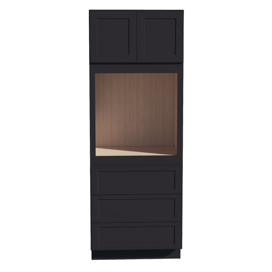OC3390-SBK  Tall Oven 2 Door & 3 Drawers Cabinet - Shaker Style - Black   33"W x 90"H x 24"D