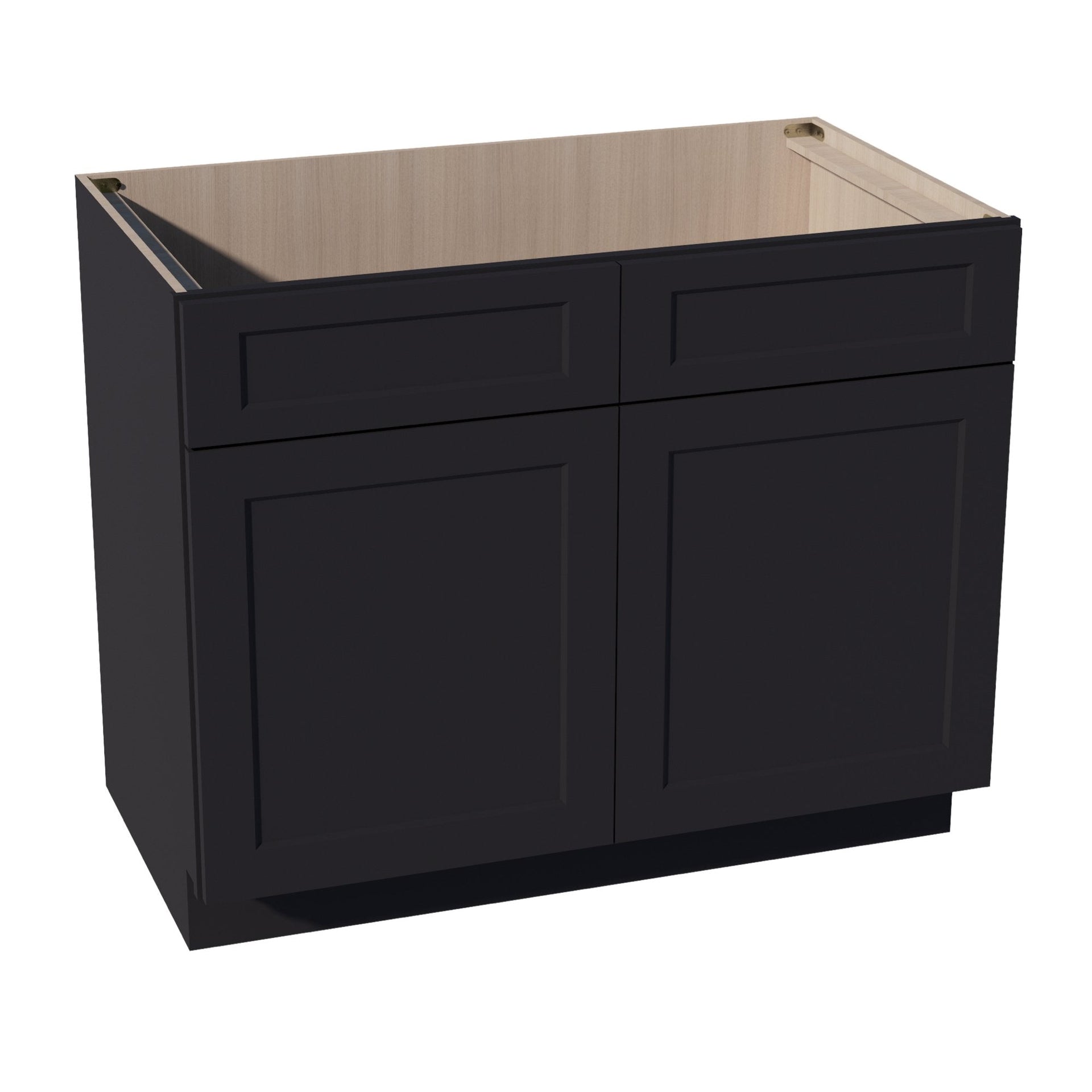 SB42-SBK  Sink Base Cabinet 2 Door 2 False Drawer  - Shaker Style - Black   42"W x 34-1/2"H x 24"D