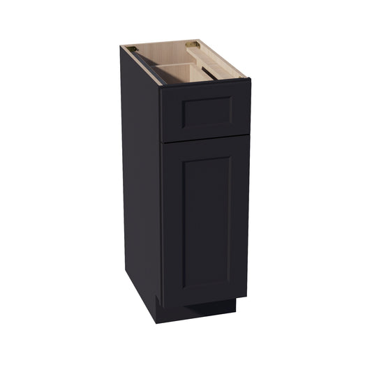 VB1221-SBK  Vanity Base Cabinet 1 Door & 1 Drawer - Shaker Style - Black   12"W x 34-1/2"H x 21"D