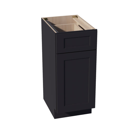 VB1521-SBK  Vanity Base Cabinet 1 Door & 1 Drawer - Shaker Style - Black   15"W x 34-1/2"H x 24"D