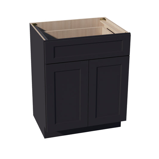 VB2721-SBK  Vanity Base Cabinet 2 Doors & 1 Drawer - Shaker Style - Black   27"W x 34-1/2"H x 24"D