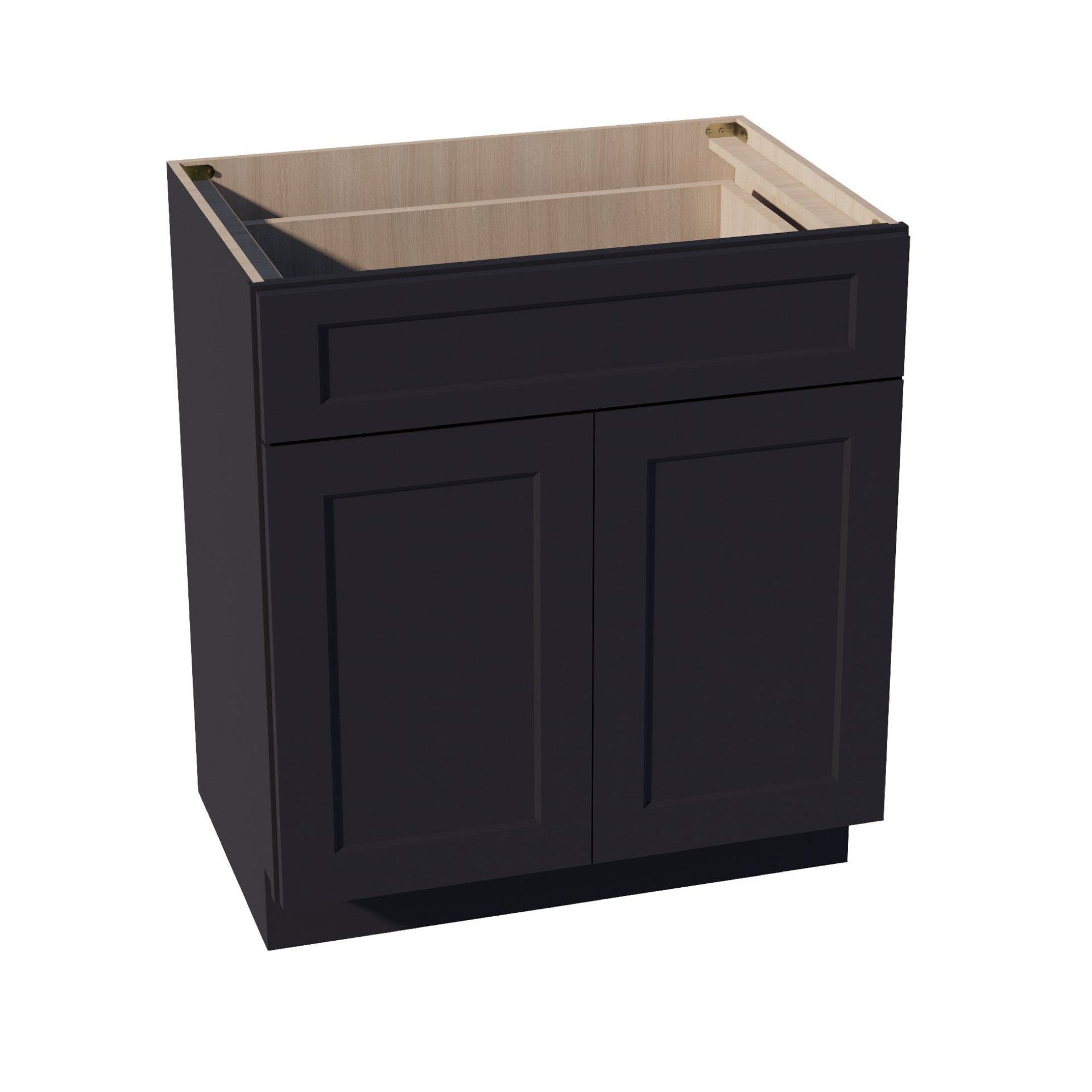 VB3021-SBK  Vanity Base Cabinet 2 Doors & 1 Drawer - Shaker Style - Black   30"W x 34-1/2"H x 24"D