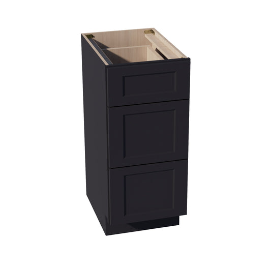 VDB1521-SBK:  Shaker Black 15"W x 34-1/2"H x 21"D  3 Drawers Vanity Base Cabinets