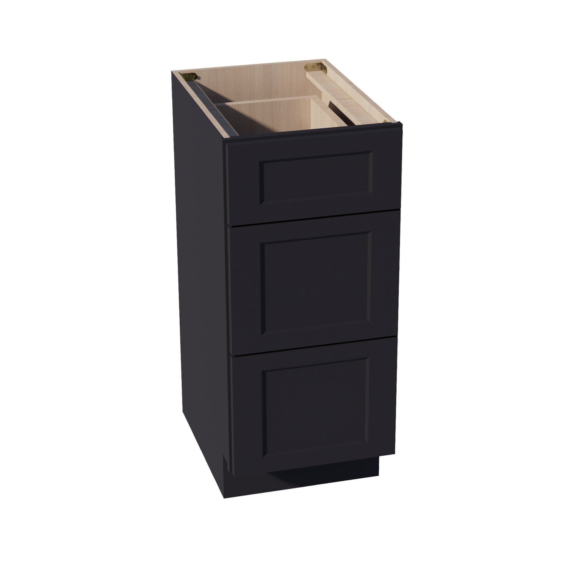 VDB1521-SBK  Vanity Base Cabinet 3 Drawers - Shaker Style - Black   15"W x 34-1/2"H x 21"D