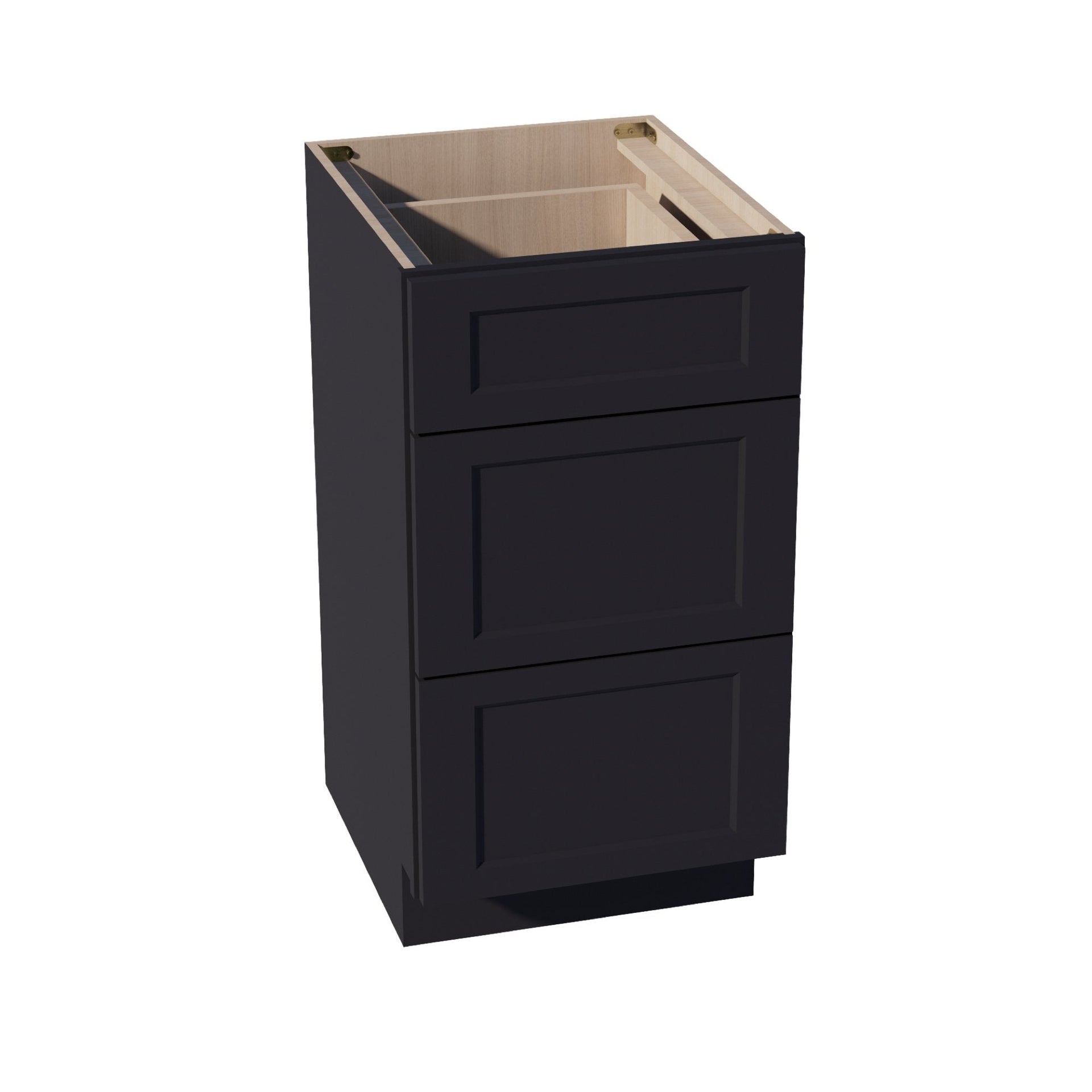 VDB1821-SBK:  Shaker Black 18"W x 34-1/2"H x 21"D  3 Drawers Vanity Base Cabinets