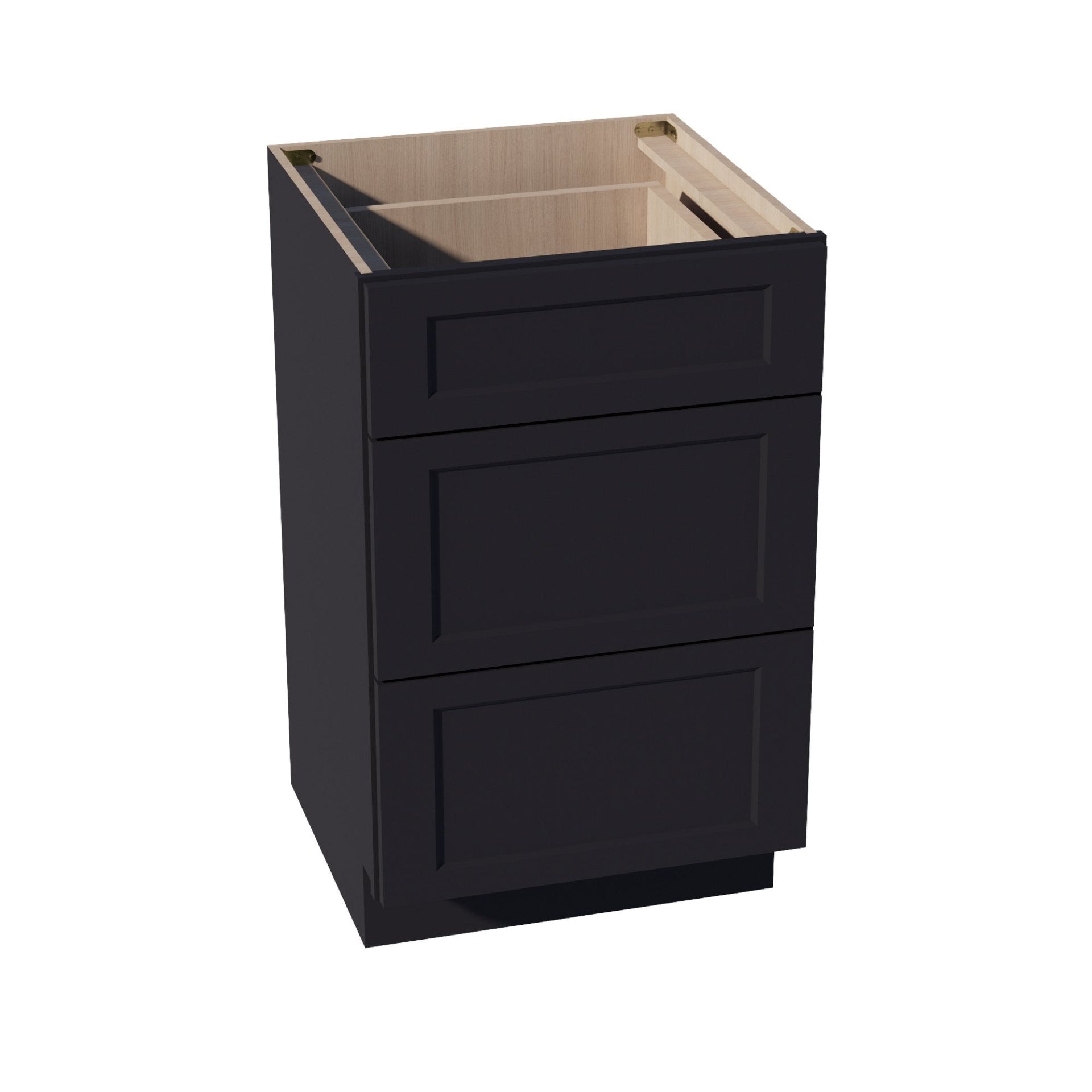 VDB2121-SBK  Vanity Base Cabinet 3 Drawers - Shaker Style - Black   21"W x 34-1/2"H x 21"D