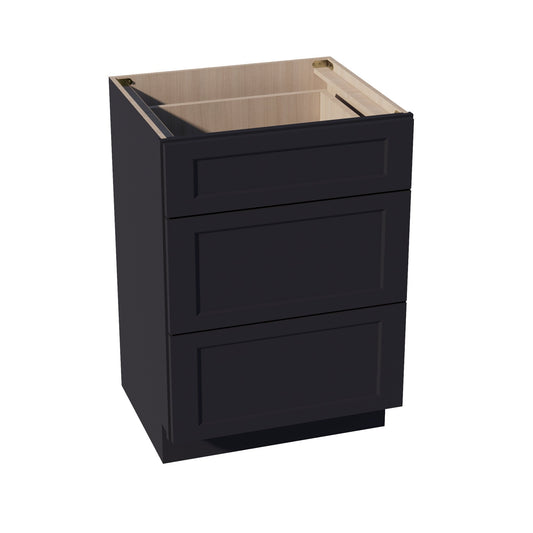 VDB2421-SBK:  Shaker Black 24"W x 34-1/2"H x 21"D  3 Drawers Vanity Base Cabinets
