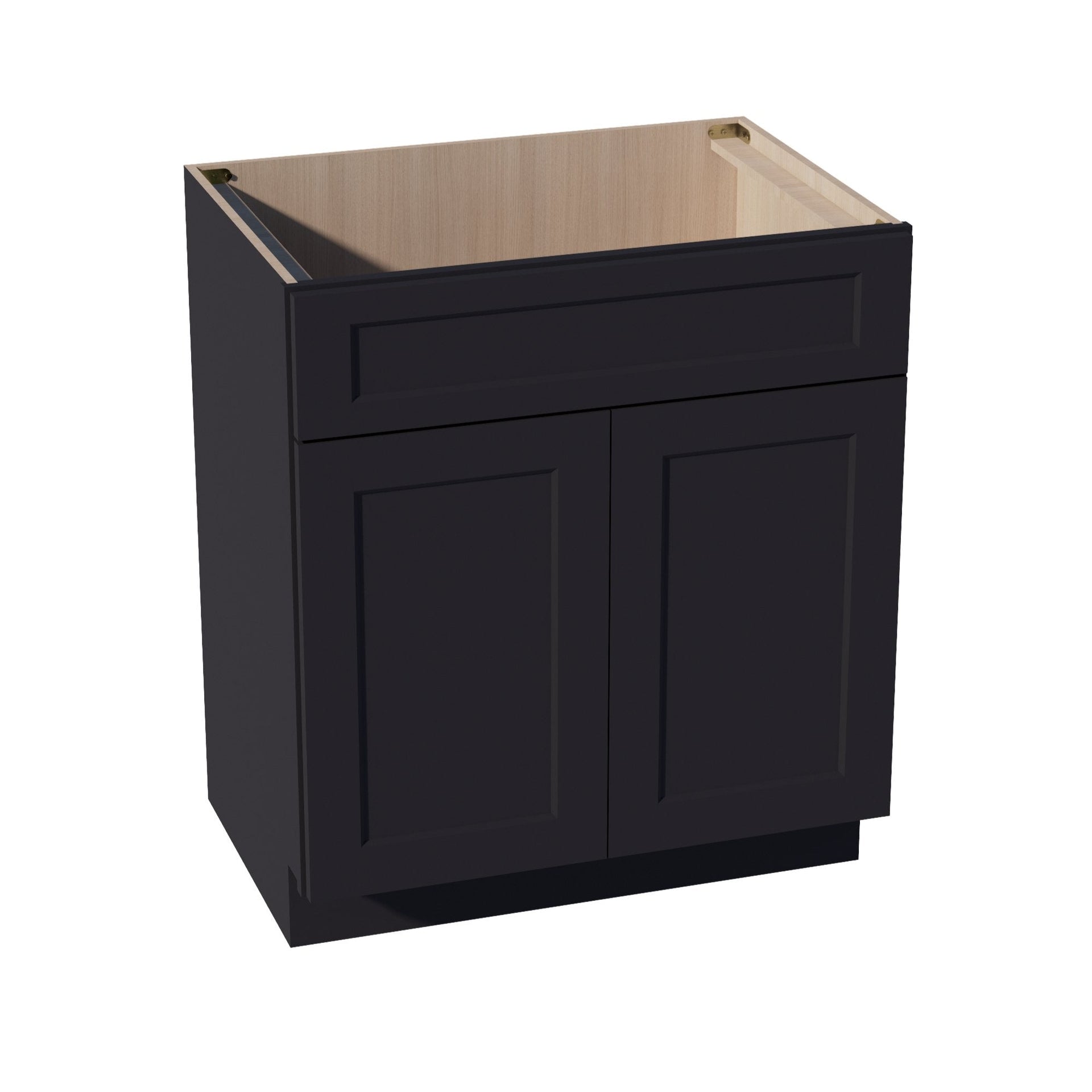 VSB3021-SBK  Vanity Sink Base 1 False Drawer & 2 Doors - Shaker Style - Black   30"W x 34-1/2"H x 21"D