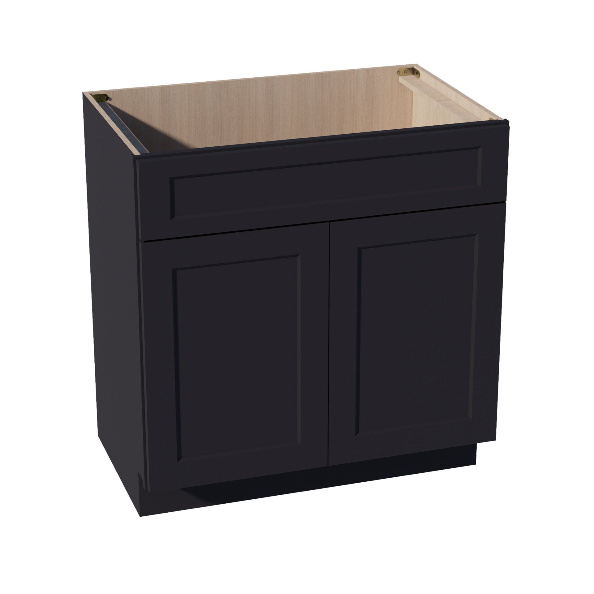 VSB3321-SBK  Vanity Sink Base 1 False Drawer & 2 Doors - Shaker Style - Black   30"W x 34-1/2"H x 21"D