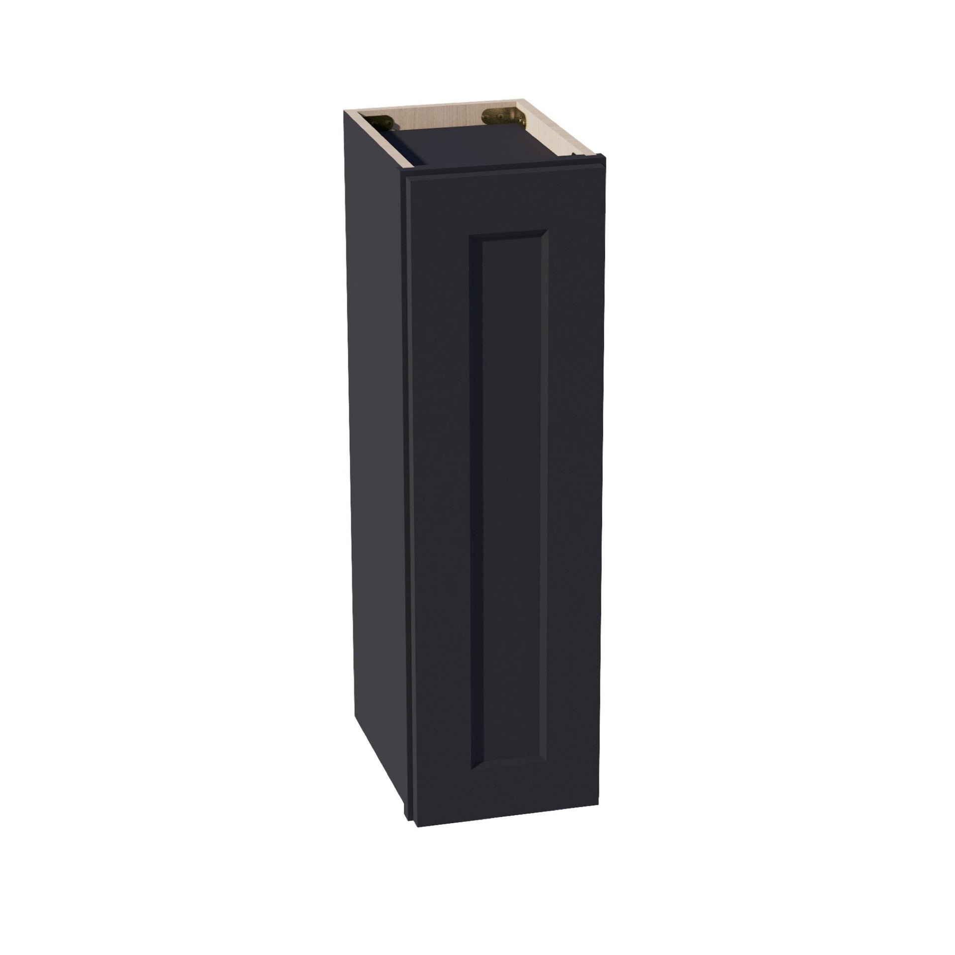 W0930-SBK  Wall Cabinet 1 Door & 2 Shelves - Shaker Style - Black   09"W x 30"H x 12"D