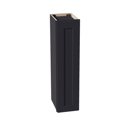 W0936-SBK  Wall Cabinet 1 Door & 2 Shelves - Shaker Style - Black   09"W x 36"H x 12"D
