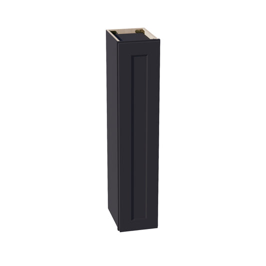 W0942-SBK  Wall Cabinet 1 Door & 2 Shelves - Shaker Style - Black   09"W x 42"H x 12"D