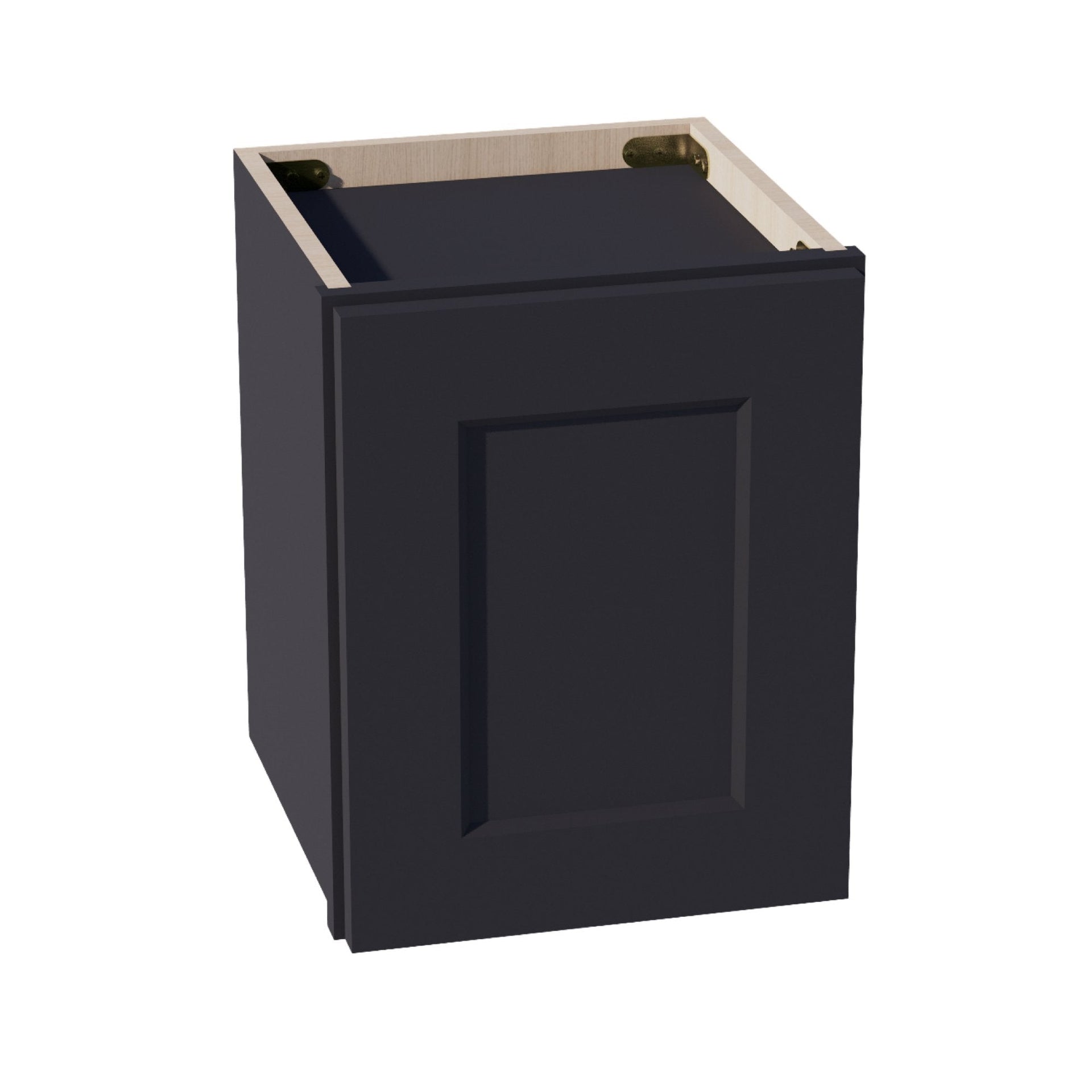 W1215-SBK  Wall Cabinet 1 Door & 2 Shelves - Shaker Style - Black   12"W x 15"H x 12"D