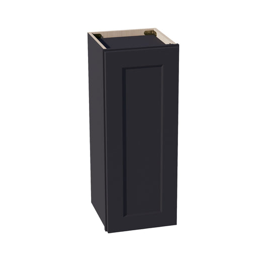 W1230-SBK  Wall Cabinet 1 Door & 2 Shelves - Shaker Style - Black   12"W x 30"H x 12"D