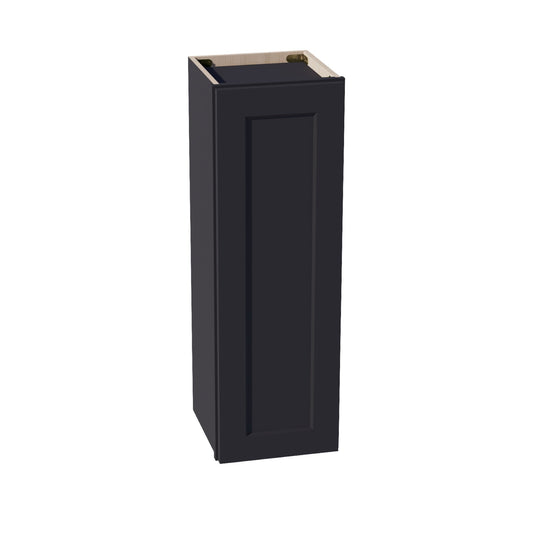W1236-SBK  Wall Cabinet 1 Door & 2 Shelves - Shaker Style - Black   12"W x 36"H x 12"D