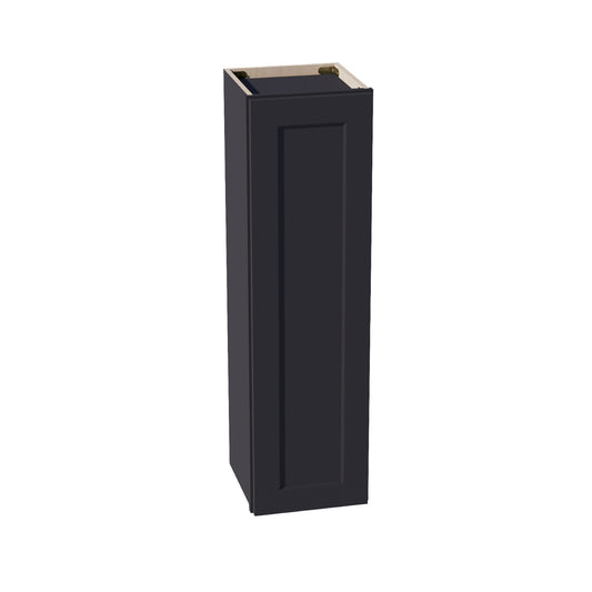 W1242-SBK  Wall Cabinet 1 Door & 2 Shelves - Shaker Style - Black   12"W x 42"H x 12"D