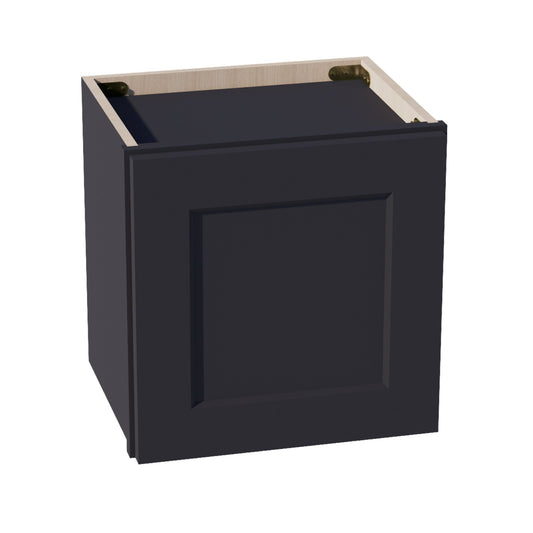 W1515-SBK  Wall Cabinet 1 Door & 2 Shelves - Shaker Style - Black   15"W x 15"H x 12"D