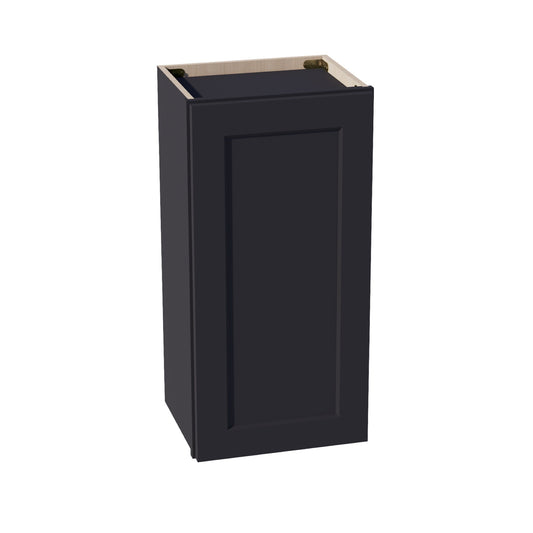 W1530-SBK  Wall Cabinet 1 Door & 2 Shelves - Shaker Style - Black   15"W x 30"H x 12"D