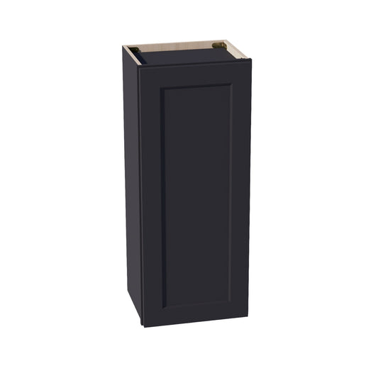 W1536-SBK  Wall Cabinet 1 Door & 2 Shelves - Shaker Style - Black   15"W x 36"H x 12"D