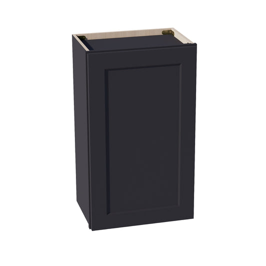 W1830-SBK  Wall Cabinet 1 Door & 2 Shelves - Shaker Style - Black   18"W x 30"H x 12"D
