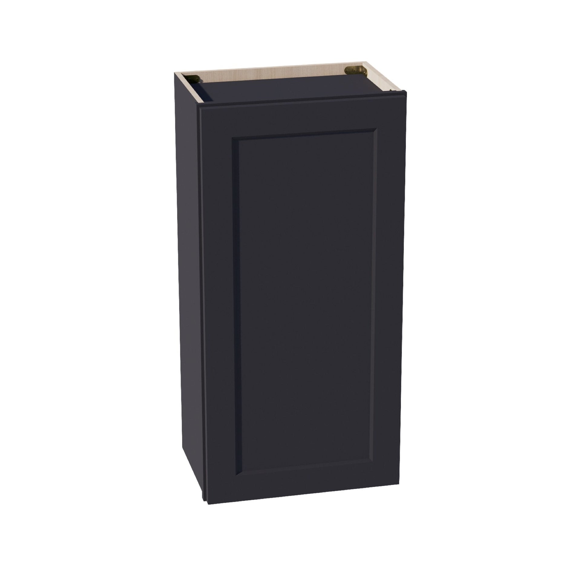 W1836-SBK  Wall Cabinet 1 Door & 2 Shelves - Shaker Style - Black   18"W x 36"H x 12"D
