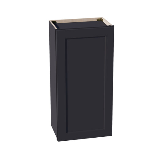 W1836-SBK  Wall Cabinet 1 Door & 2 Shelves - Shaker Style - Black   18"W x 36"H x 12"D
