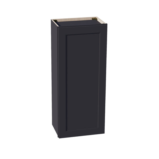 W1842-SBK  Wall Cabinet 1 Door & 2 Shelves - Shaker Style - Black   18"W x 42"H x 12"D