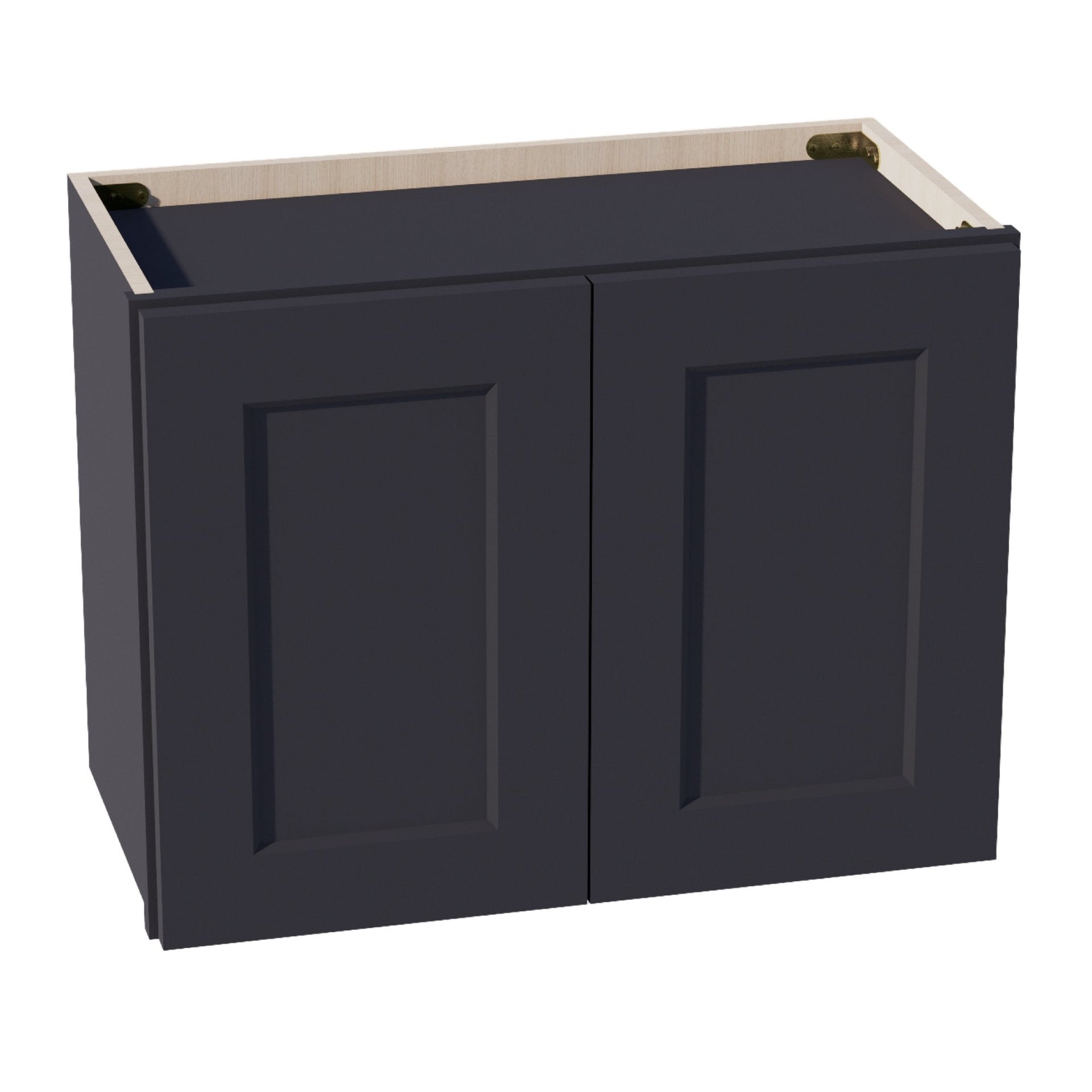 W2418-SBK  Wall Cabinet 2 Doors & 2 Shelves - Shaker Style - Black   24"W x 18"H x 12"