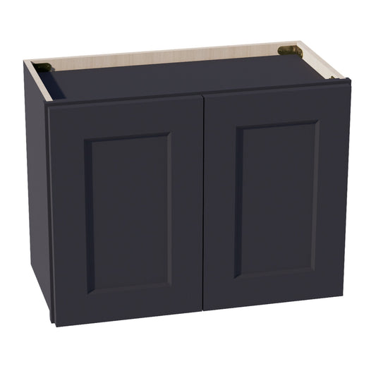 W2418-SBK  Wall Cabinet 2 Doors & 2 Shelves - Shaker Style - Black   24"W x 18"H x 12"