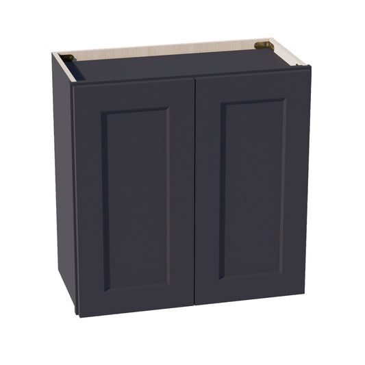 W2424-SBK  Wall Cabinet 2 Doors & 2 Shelves - Shaker Style - Black   24"W x 24"H x 12"